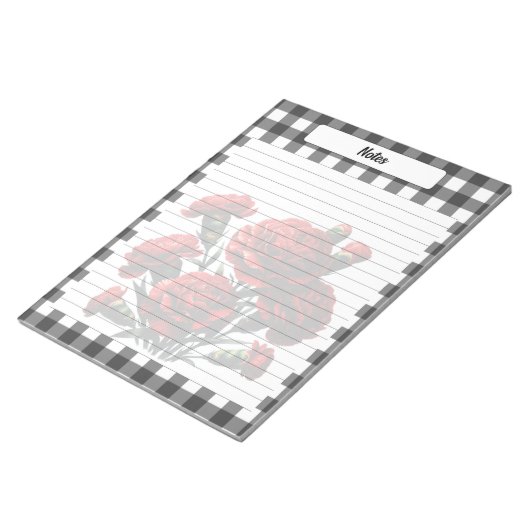 Bloc-note Black n White Floral En vichy _ Notes (Incliné)