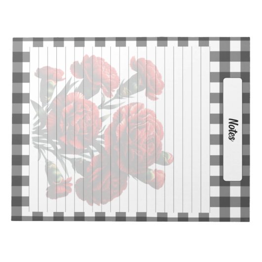 Bloc-note Black n White Floral En vichy _ Notes (Devant)