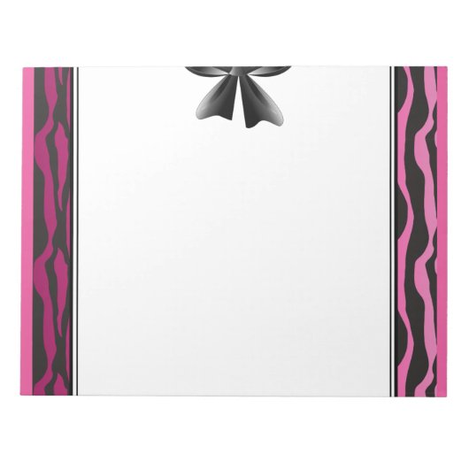 Bloc-note Black Pink Zebra Stripes with Bow (Devant)