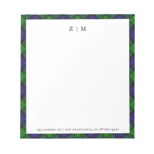 Bloc-note Black Watch Clan Clan Tartan Plaid Motif