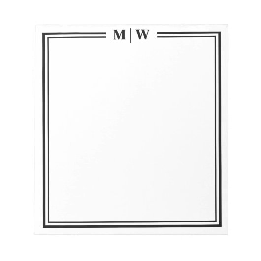 Bloc-note Black White Minimalist Monogram (Devant)