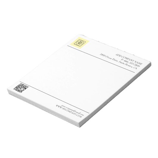 Bloc-note Black White QR Code Business Logo Modern  (Tourné)