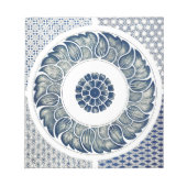 Bloc-note Blanc bleu Floral chinois rond (Devant)