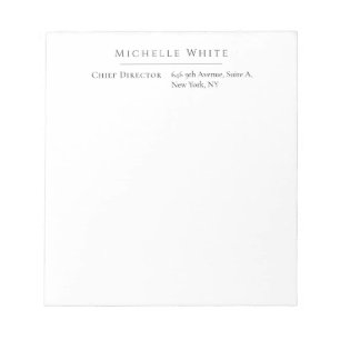 Bloc-note Blanc élégant moderne professionnel ordinaire