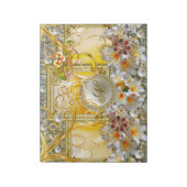 Bloc-note Blanc Lily Gold Arbre Argent perles Damas Abstrait (Tourné)