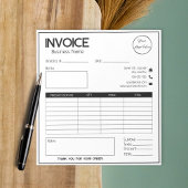 Bloc-note Blanc minimal avec logo simple facture commerciale