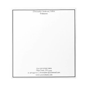 Bloc-note Blanc Noir Minimaliste Professionnel Entreprise