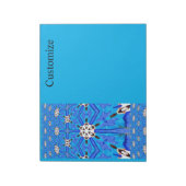 Bloc-note blanc sur géométrique bleue (Tourné)