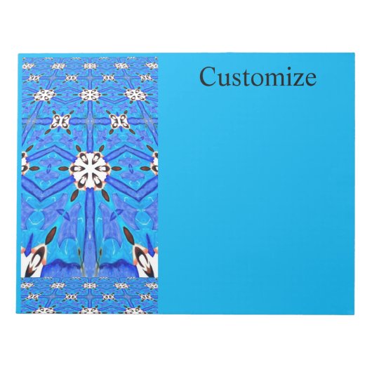 Bloc-note blanc sur géométrique bleue (Devant)