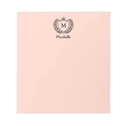 Bloc-note Blason de la crête royale monogramme écriture nom (Devant)