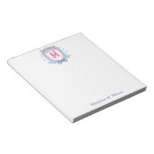 Bloc-note Blason de monogramme de ski chic aquarelle (Incliné)