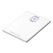 Bloc-note Blason de monogramme de ski chic aquarelle (Tourné)