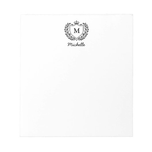 Bloc-note Blason Moderne de la Couronne Royale Monogramme No (Devant)