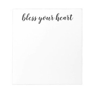 Bloc-note Bless Your Heart écriture noire