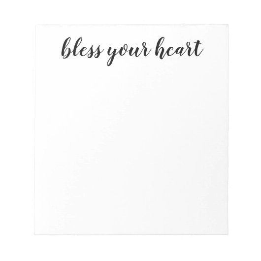 Bloc-note Bless Your Heart écriture noire (Devant)