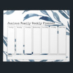 Bloc-note Bleu Aquarelle Botanique Planificateur hebdomadair<br><div class="desc">Dans ce design,  j'ai ajouté de simples couches botaniques d'aquarelle bleue au arrière - plan. L'expression "Jamison Family Weekly Planner" apparaît en haut; il suffit d'utiliser les champs modèles pour ajouter vos détails à votre convenance...  changez au moins votre nom !</div>