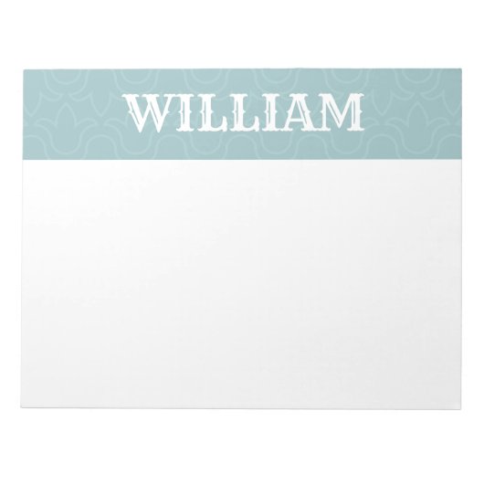 Bloc-note Bleu bébé simple bandes de nom personnalisées (Devant)