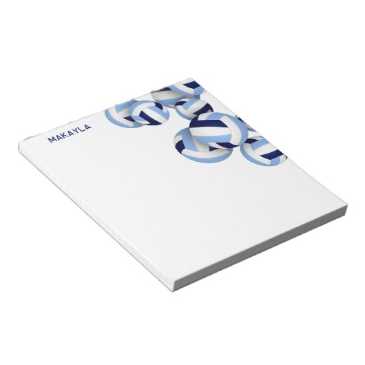 Bloc-note bleu blanc volleyballs accent (Incliné)