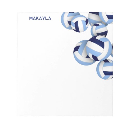 Bloc-note bleu blanc volleyballs accent (Devant)