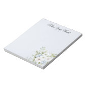Bloc-note Bleu Céleste Floral Blanc Clair (Tourné)