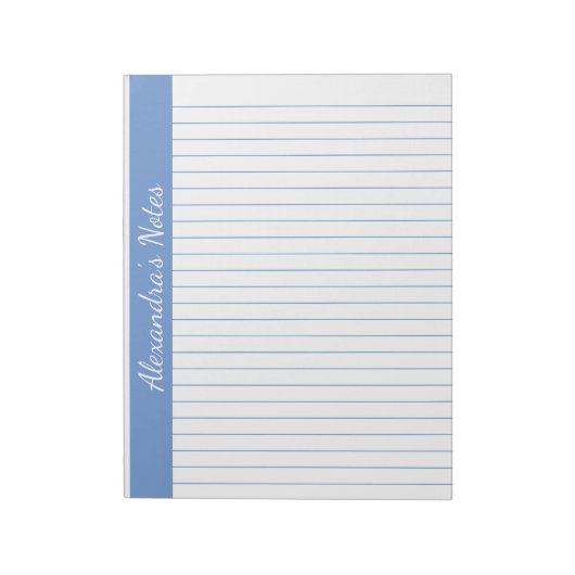 Bloc-note Bleu clair 8,5x11 Lettre Taille gauche Nom vertica (Tourné)
