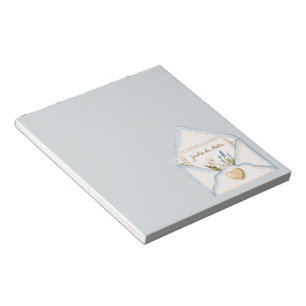 Bloc-note Bleu Clair Crème Enveloppe Cœur Floral Français
