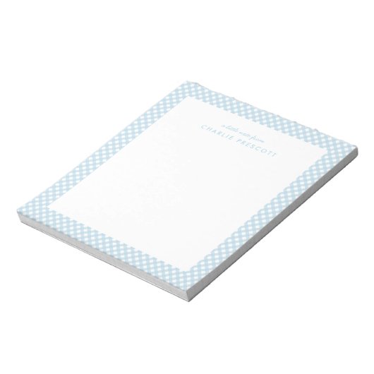 Bloc-note bleu clair en vichy mignon simple personnalisé (Tourné)