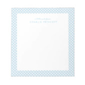 Bloc-note bleu clair en vichy mignon simple personnalisé (Devant)