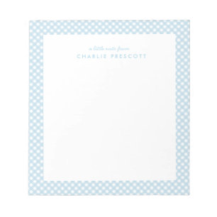 Bloc-note bleu clair en vichy mignon simple personnalisé