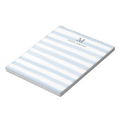 Bloc-note Bleu clair pâle Aquarelle Bleu Rayures Monogramme (Tourné)