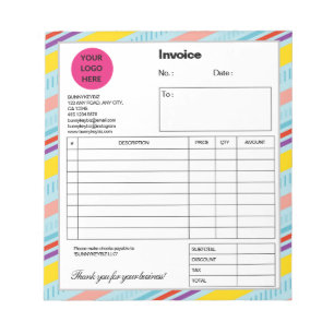 Bloc-note Bleu Colorful Stripe Entreprise Magasin Facture