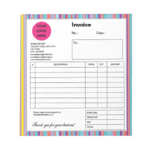Bloc-note Bleu Colorful Stripe Entreprise Magasin Facture