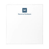 Bloc-note Bleu de Prusse Chic Moderne Monogramme Nom (Devant)