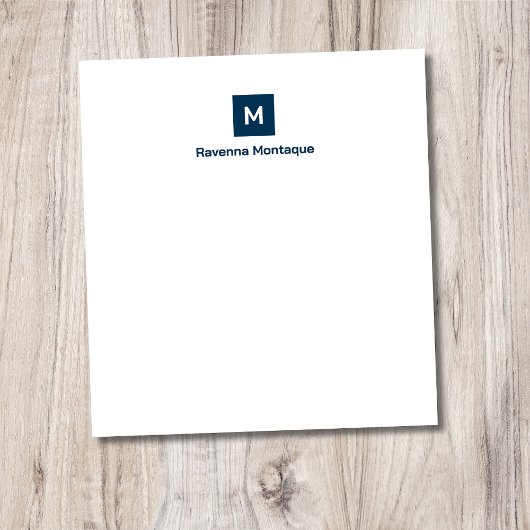 Bloc-note Bleu de Prusse Chic Moderne Monogramme Nom
