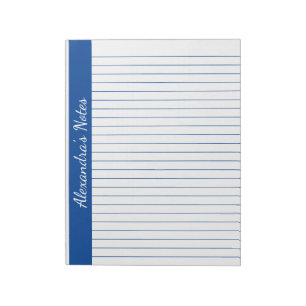 Bloc-note Bleu élégant 8,5x11 Taille de la lettre Nom vertic