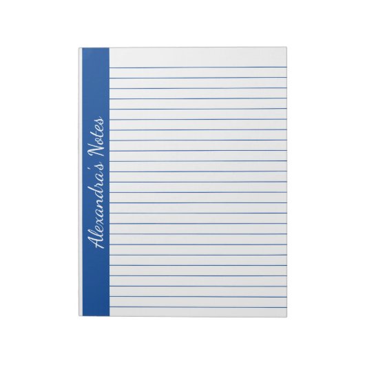 Bloc-note Bleu élégant 8,5x11 Taille de la lettre Nom vertic (Tourné)