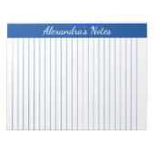 Bloc-note Bleu élégant 8,5x11 Taille de la lettre Nom vertic (Devant)