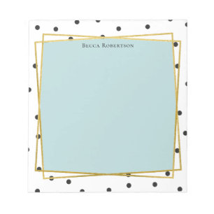 Bloc-note Bleu élégant avec des points Confetti et votre nom