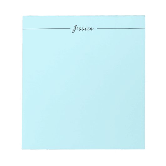 Bloc-note Bleu Élégant Simple Moderne Nom Professionnel (Devant)