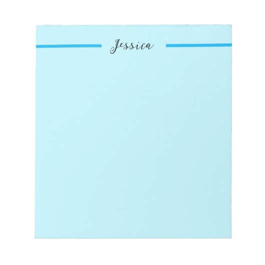 Bloc-note Bleu Élégant Simple Moderne Nom Professionnel (Devant)