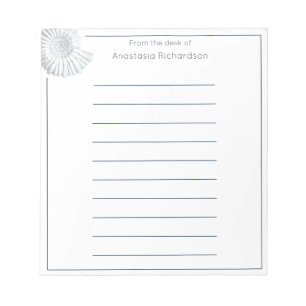 Bloc-note Bleu en pastel fossile simple de Shell du bureau