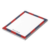 Bloc-note Bleu et rouge rayures personnalisées (Tourné)