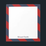 Bloc-note Bleu et rouge rayures personnalisées<br><div class="desc">Ce bloc-notes élégant peut être personnalisé avec votre nom,  monogramme,  initiales,  une date spéciale (anniversaire du mariage,  anniversaire,  etc.) ou tout texte de votre choix. Visitez nos magasins pour plus de designs et de couleurs.</div>