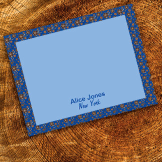 Bloc-note Bleu foncé motif brun fleur naturelle