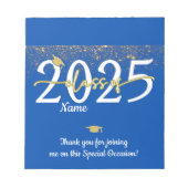 Bloc-note Bleu Gold Graduation Barre de bonbons Wraps Party (Devant)