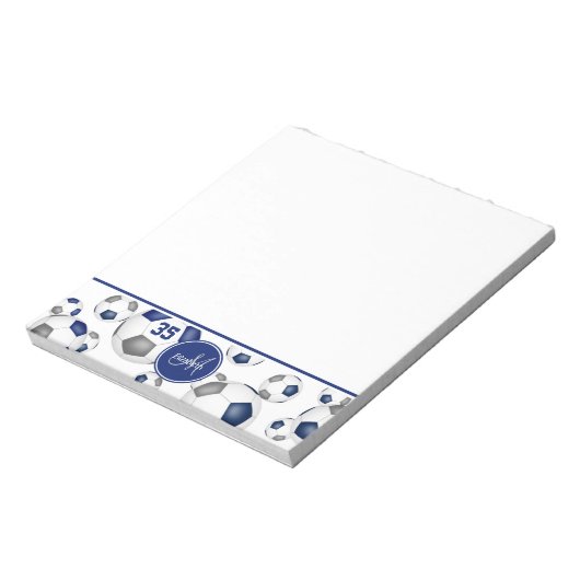Bloc-note bleu gris balle de football accent motif (Tourné)