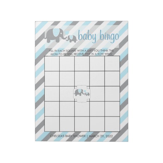 Bloc-note Bleu & Gris Gris Bébé Eléphant | Bingo (Tourné)