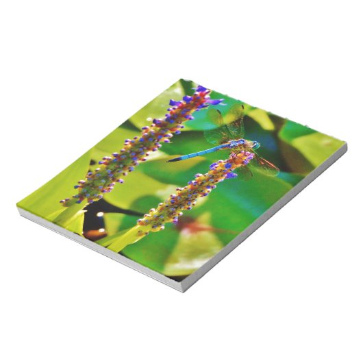 Bloc-note Bleu libellule et fleurs (Tourné)