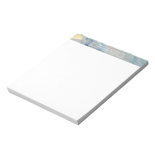 Bloc-note Bleu marbré, Encre d'alcool or Liquide Art Abstrai (Tourné)