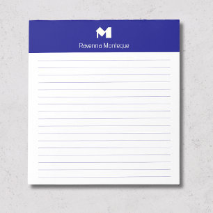 Bloc-note Bleu marine stylisé personnalisé monogramme nom li